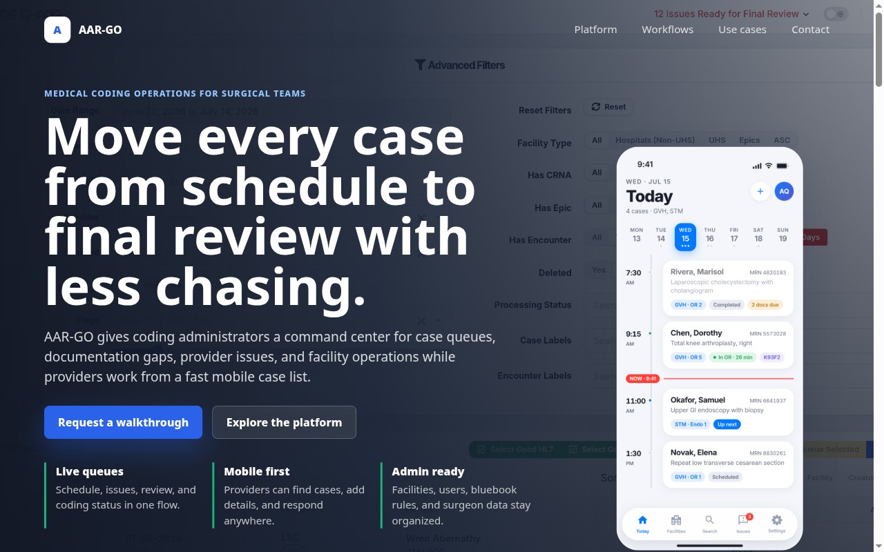 AAR-GO — medical coding operations platform for surgical teams