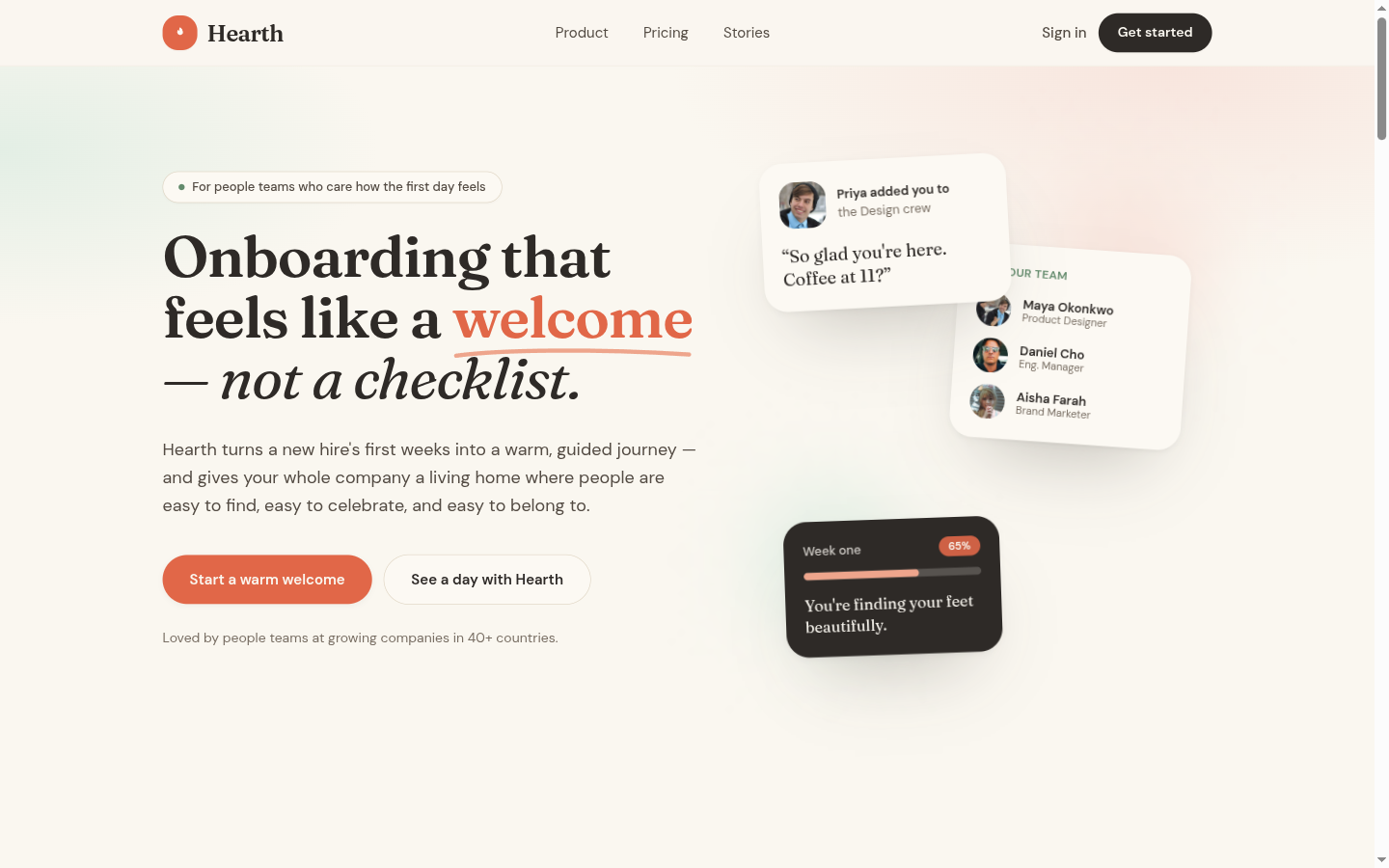 Hearth people-ops landing page