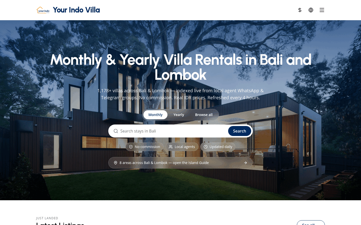 Your Indo Villa — monthly and yearly villa rentals in Bali and Lombok landing page